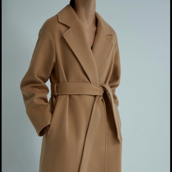 Women's Belted Wool Coat (80% wool) size L-XL, color Caramel - Picture 1 of 13